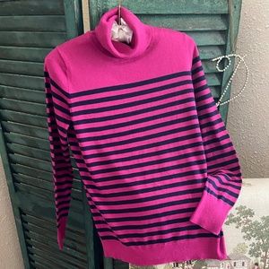 NWOT Talbots Knit Turtleneck, S, Magenta/Black